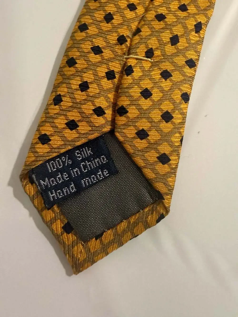 Do Re Collections Yellow Mustard Abstract Silk Tie
